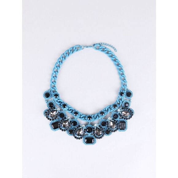 Heavy Blue Chainlink Statement Necklace - Picture 1 of 1
